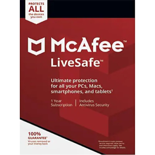 McAfee LiveSafe 2022 10 Dispositivos 1 Año (Digital)